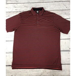 FootJoy FJ Shirt Men's XL Red Blue Striped Golf Performance Stretch Lightweight